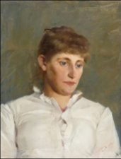 15 1861 Elin Kleopatra Danielson-Gambogi (Finnish painter, 1861-1919) Valkopaitainen Nainen