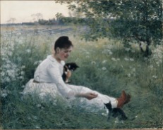 18 1861 Elin Kleopatra Danielson-Gambogi (Finnish painter, 1861-1919) Woman with Cats